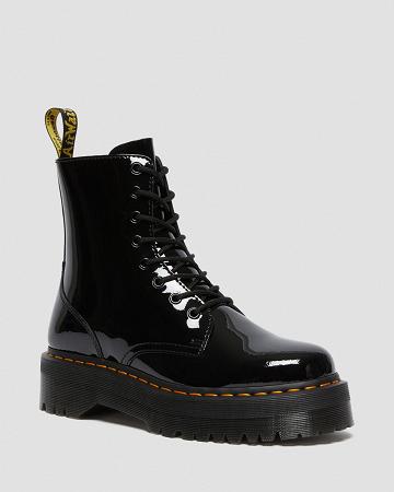 Botas Plataforma Dr Martens Jadon Charol Cuero Mujer Negros | MX 539ZUT